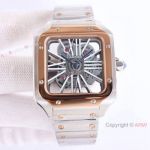AAA Replica Cartier Santos Skeleton Two Tone Rose Gold watch Swiss Quality
